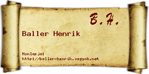 Baller Henrik névjegykártya